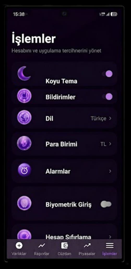 Cüzdan Uygulaması - İşlemler Ekran Görüntüsü